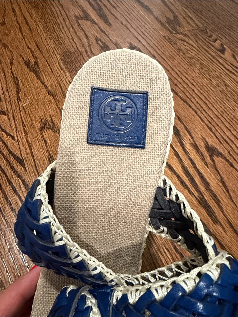 Tory Burch Navy Braided Espadrille Wedge Sandals - Picture 6 of 8